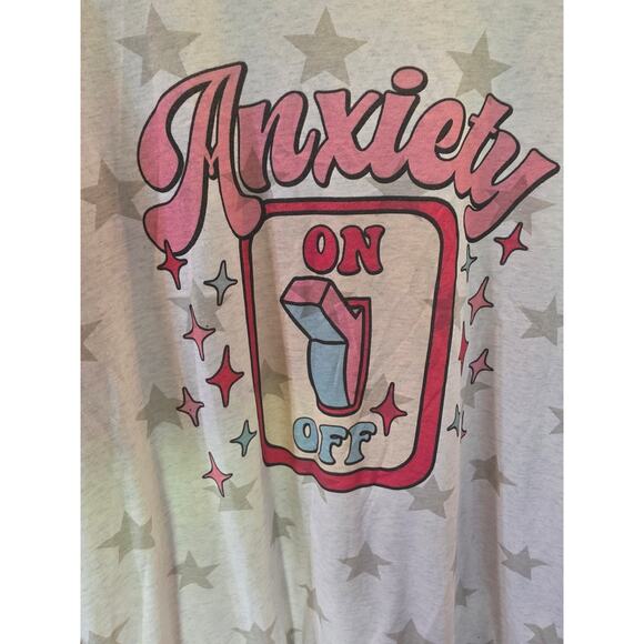 Code Five Funny Aniexty T Shirt L Womens Multicolor Star Print On Off Switch - Picture 3 of 5
